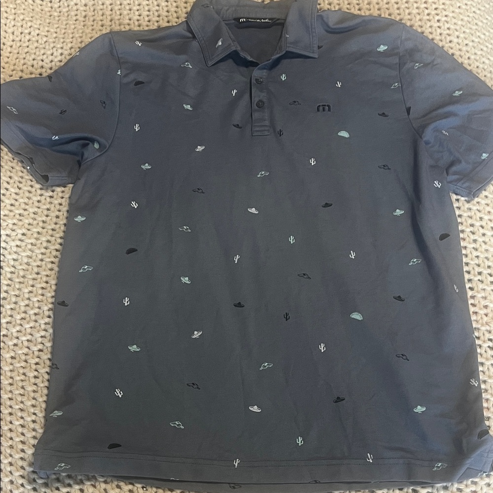 Travis Mathew Gray Polo with Pattern